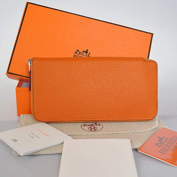 1:1 Quality Hermes Evelyn Long Wallet Zip Purse A808 Orange Replica